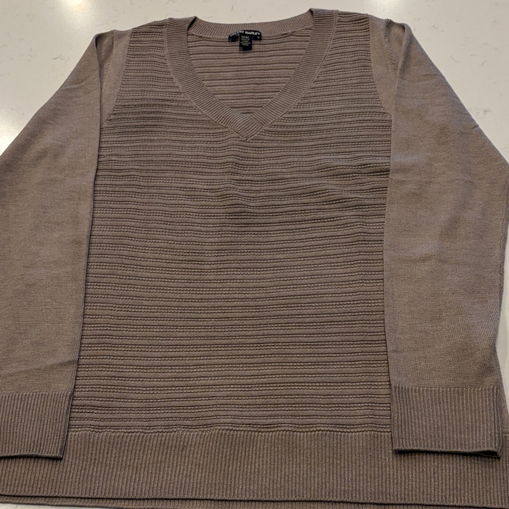 Hilary Radley Taupe V-Neck Sweater for women